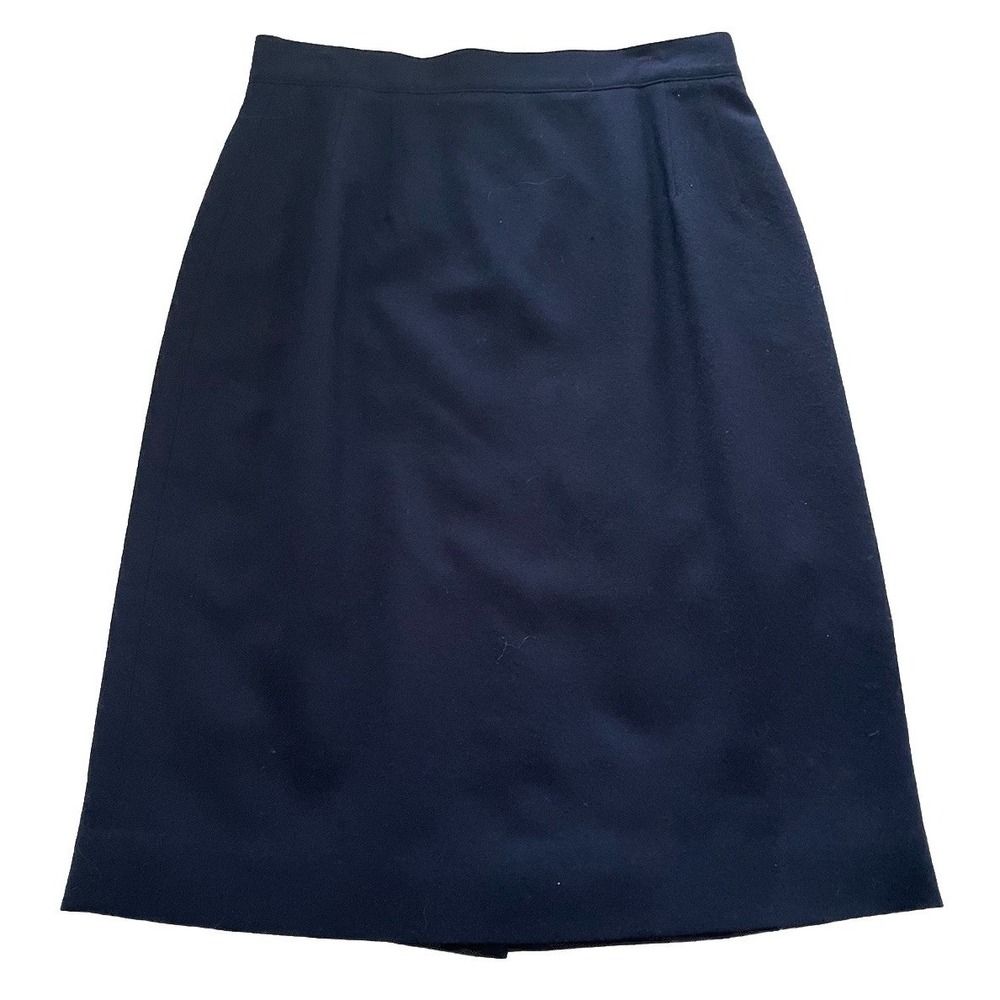 Vintage Lands' End 100% Wool‎ Navy Blue A-line Midi Knee Skirt Women's 10 Lined